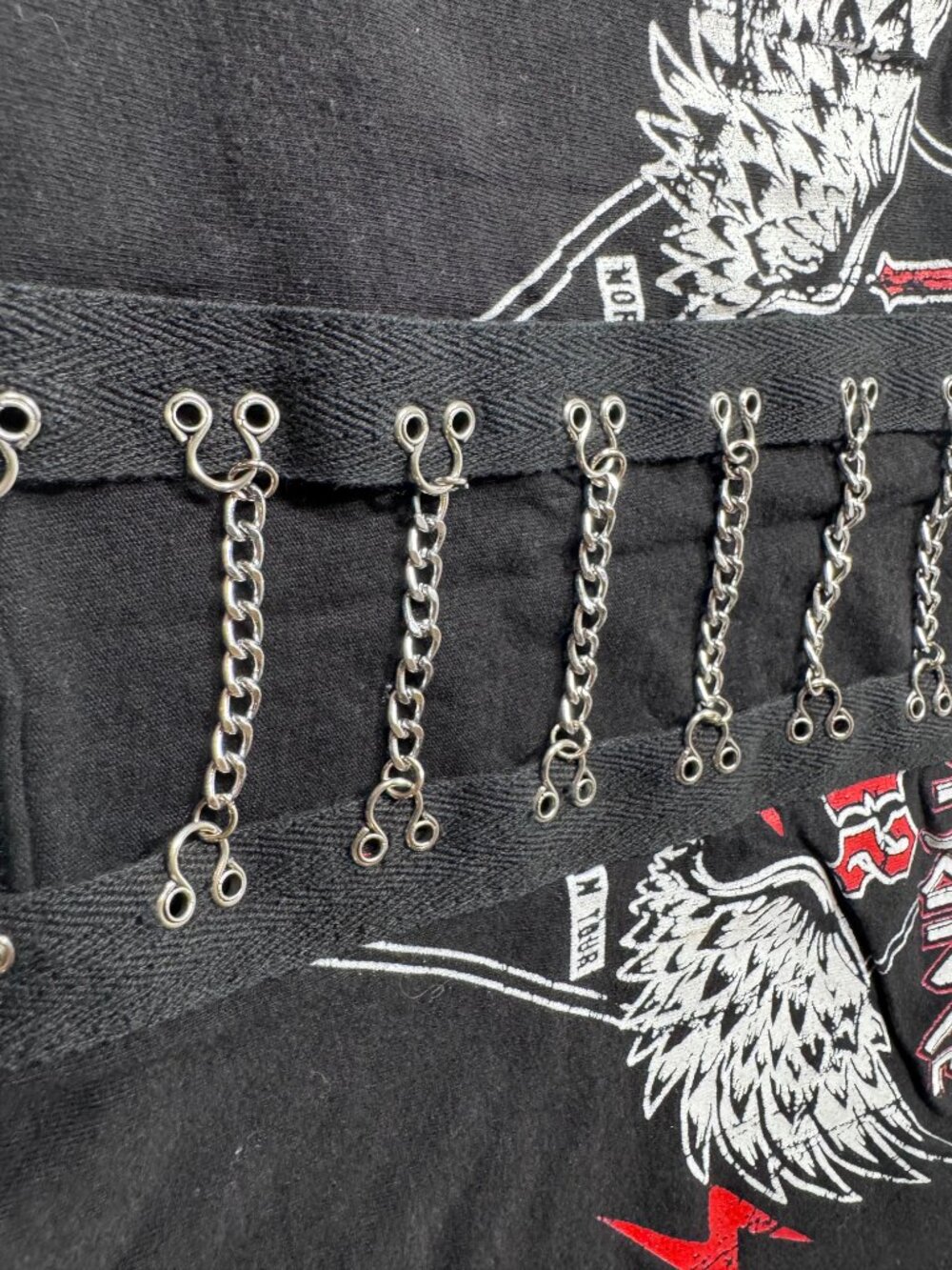 Women’s Black Rock Graphic Chain Corset Lace Up Tee Y2K Punk - Picture 3 of 9